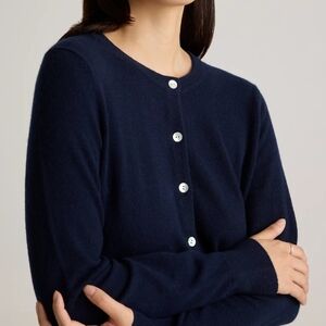 Quince TRUE Navy Blue Mongolian Cashmere Cardigan
